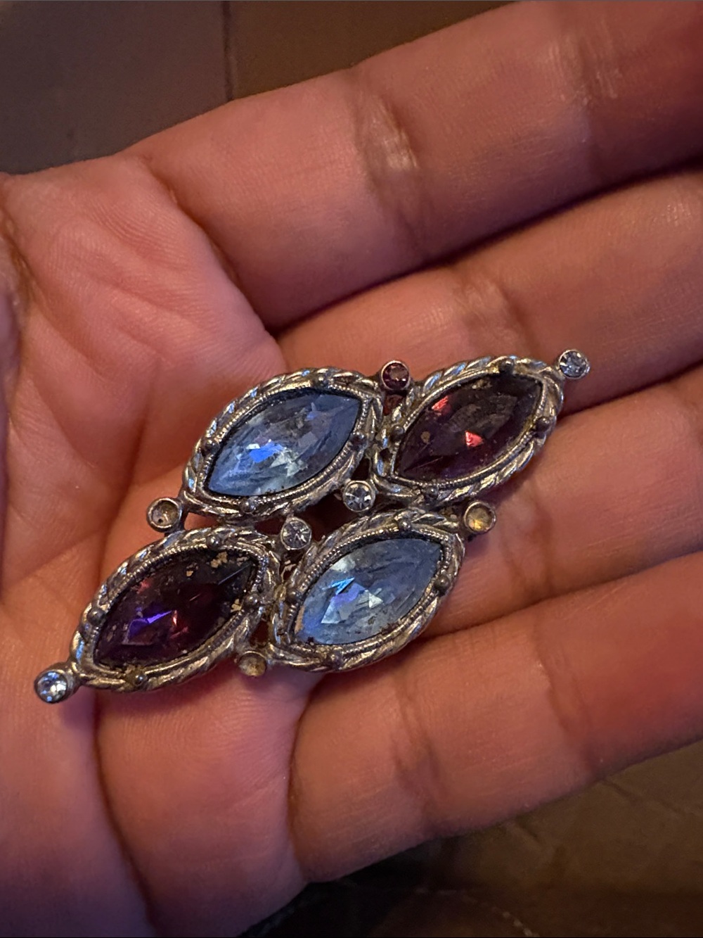 Vintage-Inspired Marquise Multi-Stone Brooch